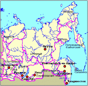 Восточная Сибирь - карта.